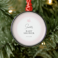 Modern Pink Gingham Swan Baby Shower