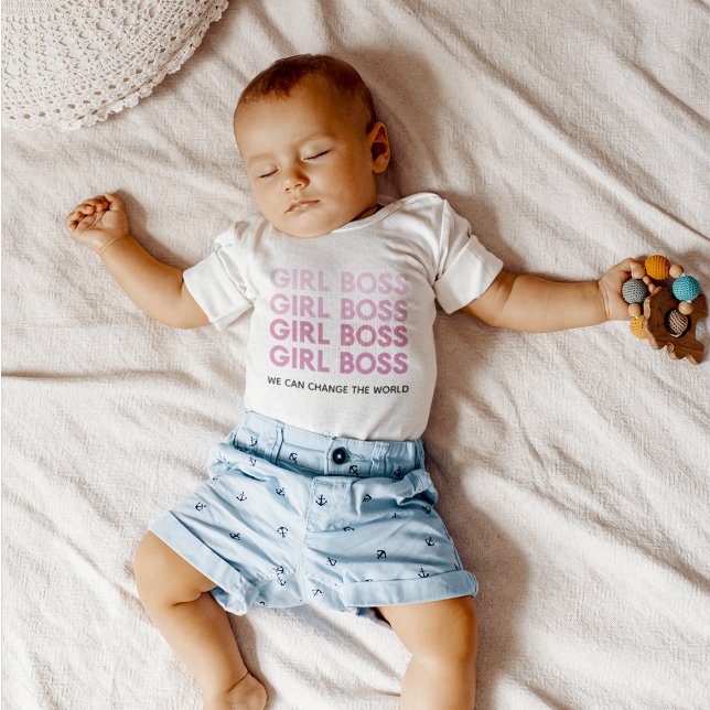 Modern Pink Girl Boss Best Girly Gift  Baby Bodysuit (Creator Uploaded)