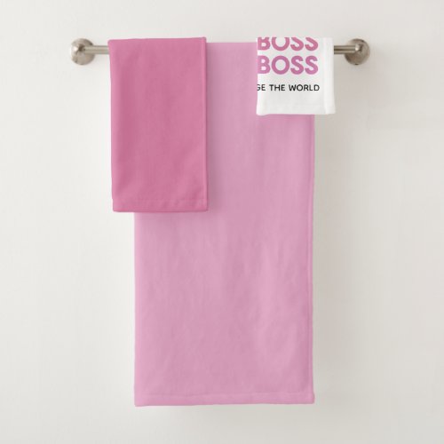 Modern Pink Girl Boss Best Girly Gift  Bath Towel Set