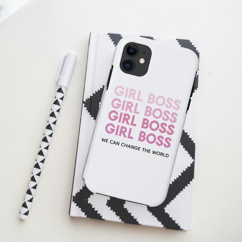 Modern Pink Girl Boss Best Girly Gift iPhone 11 Case