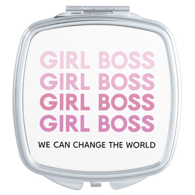Modern Pink Girl Boss Best Girly Gift Compact Mirror (Front)