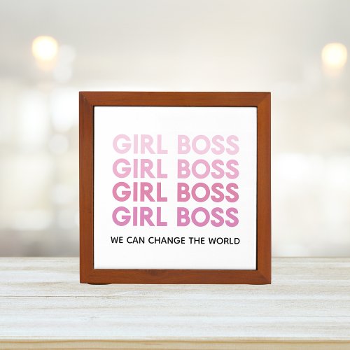 Modern Pink Girl Boss Best Girly Gift Desk Organizer