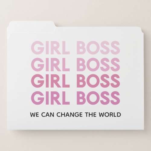 Modern Pink Girl Boss Best Girly Gift File Folder