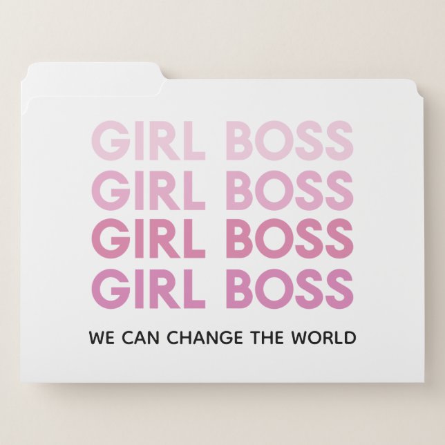 Modern Pink Girl Boss Best Girly Gift File Folder (Front Left)