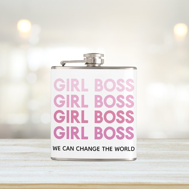 Modern Pink Girl Boss Best Girly Gift Flask (Creator Uploaded)