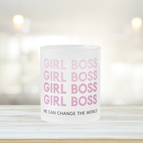 Modern Pink Girl Boss Best Girly Gift Frosted Glass Coffee Mug