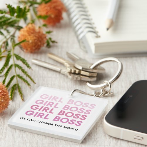 Modern Pink Girl Boss Best Girly Gift Keychain