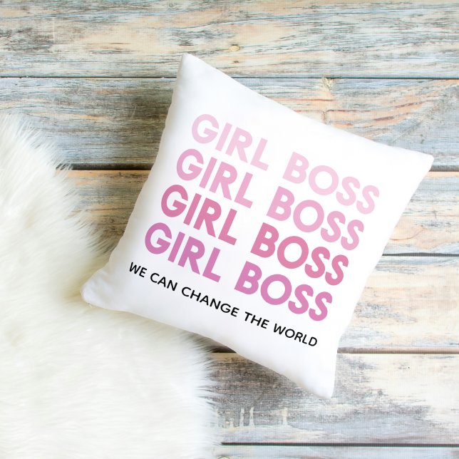 Modern Pink Girl Boss Best Girly Gift Outdoor Pillow (Creator Uploaded)