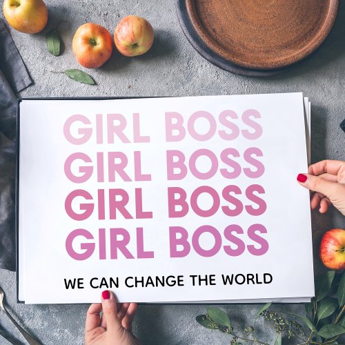 Modern Pink Girl Boss Best Girly Gift  Placemat