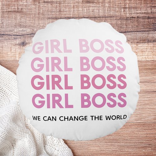 Modern Pink Girl Boss Best Girly Gift Round Pillow