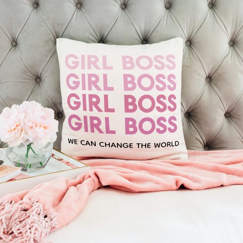 Modern Pink Girl Boss Best Girly Gift Throw Pillow