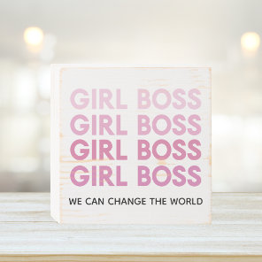 Modern Pink Girl Boss Best Girly Gift Wooden Box Sign