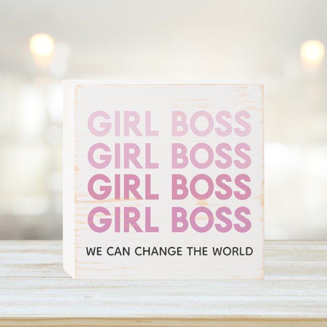Modern Pink Girl Boss Best Girly Gift Wooden Box Sign (Creator Uploaded)