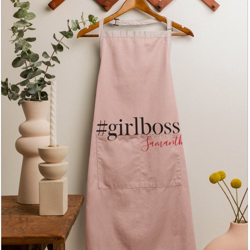Modern Pink Girl Boss  Name  best Girly Gift Apron