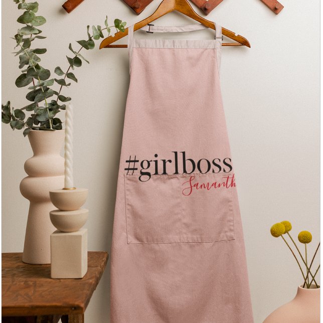 Modern Pink Girl Boss & Name | best Girly Gift Apron (Creator Uploaded)