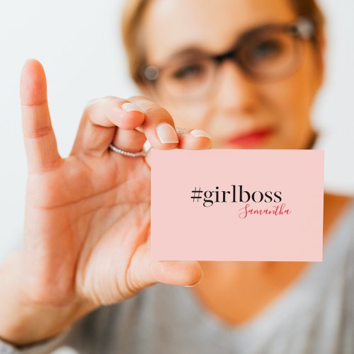 Modern Pink Girl Boss  Name  best Girly Gift Business Card