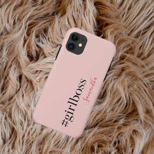 Modern Pink Girl Boss & Name   best Girly Gift iPhone 11 Case