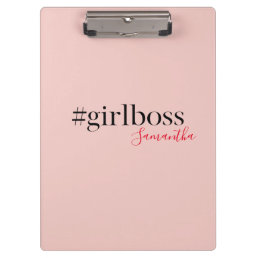 Modern Pink Girl Boss &amp; Name | best Girly Gift Clipboard