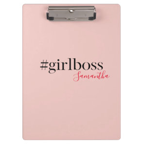 Modern Pink Girl Boss & Name | best Girly Gift Clipboard