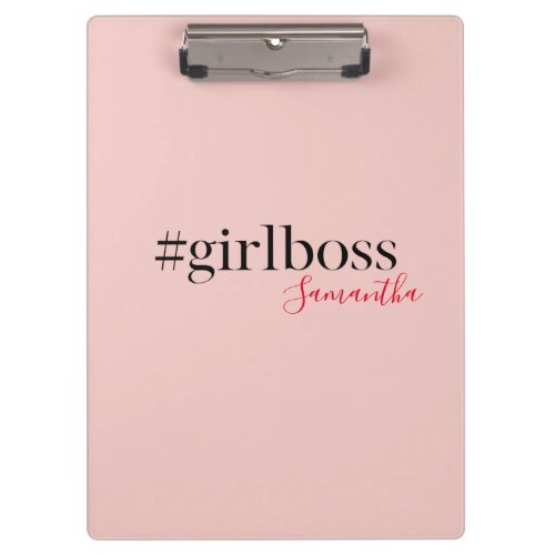 Modern Pink Girl Boss  Name  best Girly Gift Clipboard