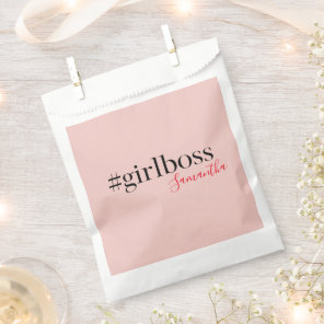 Modern Pink Girl Boss & Name | best Girly Gift Favor Bag