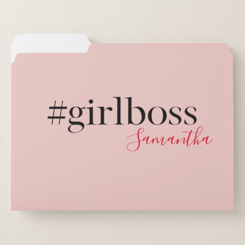 Modern Pink Girl Boss  Name  best Girly Gift File Folder