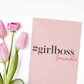 Modern Pink Girl Boss & Name | best Girly Gift Holiday Card Modern Pink Girl Boss & Name | best Girly Gift Holiday Card