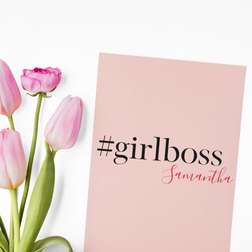 Modern Pink Girl Boss  Name  best Girly Gift Holiday Card