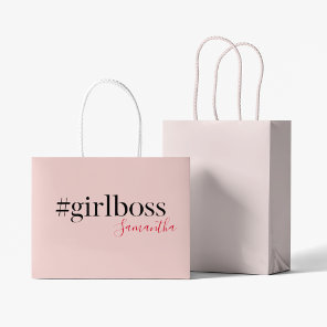 Modern Pink Girl Boss & Name | best Girly Gift Large Gift Bag Modern Pink Girl Boss & Name | best Girly Gift Large Gift Bag