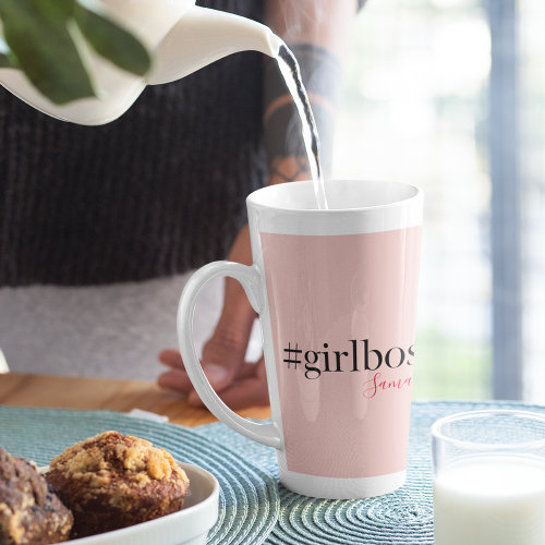 Modern Pink Girl Boss & Name | best Girly Gift Latte Mug