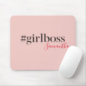 Modern Pink Girl Boss & Name | best Girly Gift Mouse Pad (With Mouse)