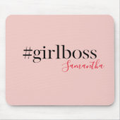 Modern Pink Girl Boss & Name | best Girly Gift Mouse Pad (Front)
