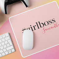 Modern Pink Girl Boss & Name best Girly Gift Mouse Pad