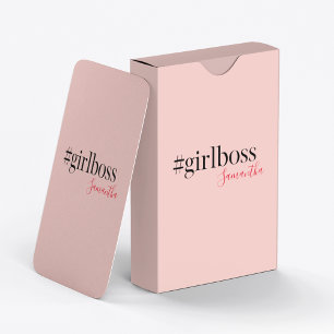 Modern Pink Girl Boss & Name best Girly Gift Poker Cards