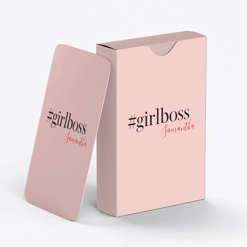 Modern Pink Girl Boss  Name  best Girly Gift Poker Cards
