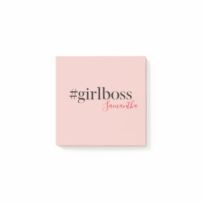 Modern Pink Girl Boss & Name | best Girly Gift Post-it Notes