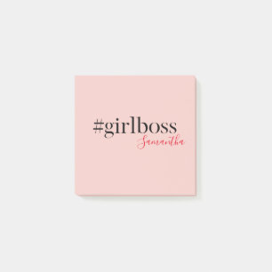 Modern Pink Girl Boss & Name best Girly Gift Post-it Notes