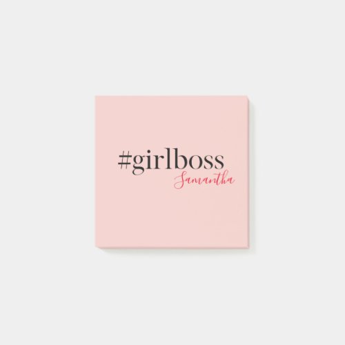 Modern Pink Girl Boss  Name  best Girly Gift Post_it Notes