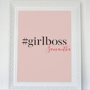 Modern Pink Girl Boss & Name | best Girly Gift Poster