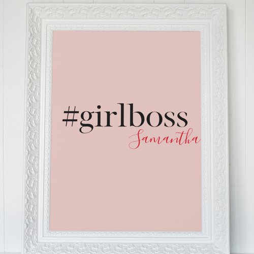 Modern Pink Girl Boss  Name  best Girly Gift Poster