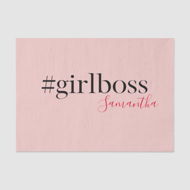 Modern Pink Girl Boss & Name | best Girly Gift Tissue Paper (Front)