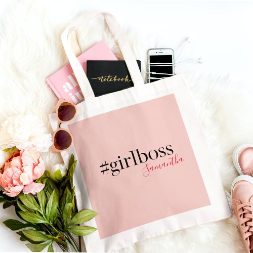 Modern Pink Girl Boss  Name  best Girly Gift Tote Bag