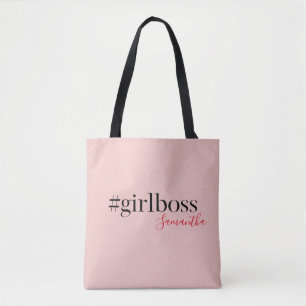 Modern Pink Girl Boss & Name best Girly Gift Tote Bag