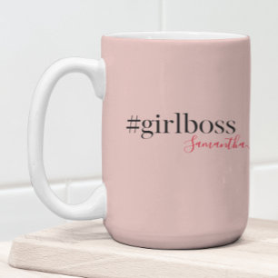 Modern Pink Girl Boss & Name best Girly Gift Two-Tone Coffee Mug