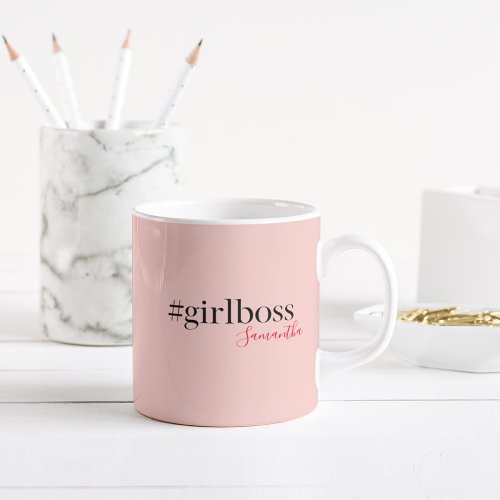 Modern Pink Girl Boss  Name  best Girly Gift Two_Tone Coffee Mug