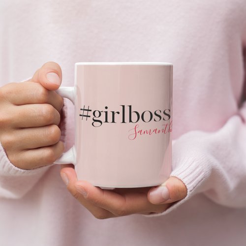 Modern Pink Girl Boss & Name | best Girly Gift Two-Tone Coffee Mug