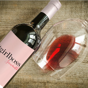 Modern Pink Girl Boss & Name | best Girly Gift Wine Label Modern Pink Girl Boss & Name | best Girly Gift Wine Label