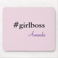 Modern Pink Girl Boss & Name | best Girly Mousepad
