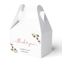 Modern Pink Girl's Berry First Birthday Party Favor Boxes