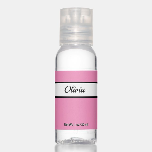 Modern Pink Girls Name Hand Sanitizer (Front)